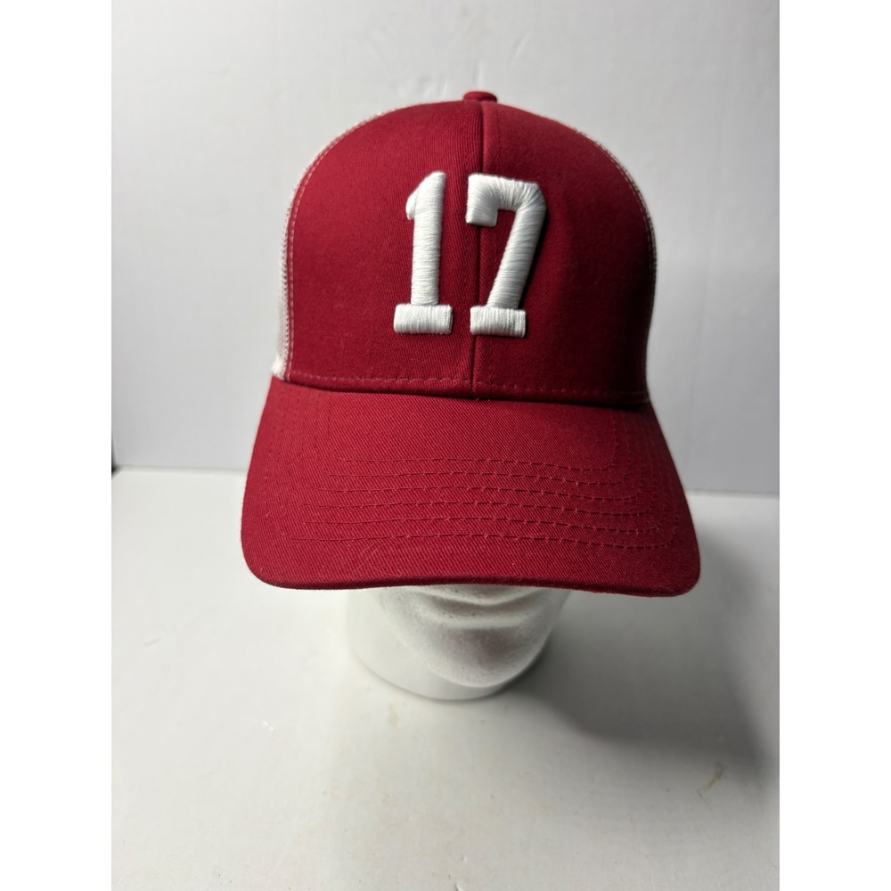 State Traditions Maroon White Number 17 Mesh Trucker Snapback Hat Mens Cap